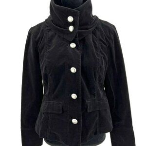 NWOT! Michael Kors Black military style velvet jacket with silver buttons xs